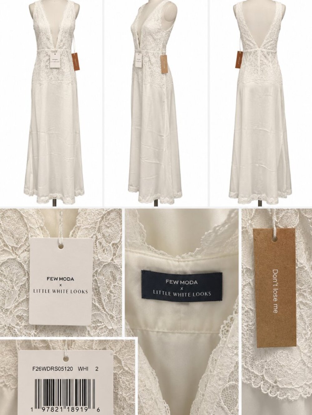 Few Moda x Little White Looks Anna Dress – White Lace Bridal Maxi Dress – Size 2